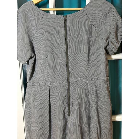 J. CREW FACTORY Gray Grey Career Short Cap Sleeve Stripe Cotton Silk Dress 14 - Picture 9 of 16